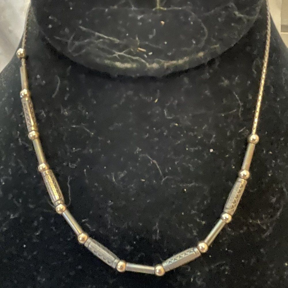 Sterling Silver necklace with sterling silver and 14k gold beads